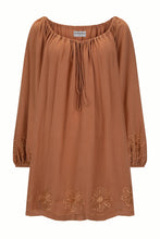 Load image into Gallery viewer, Daisy Embroidery Smock Dress - Pecan
