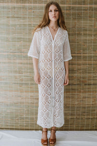 Maggie Crochet Midi Dress - Cream